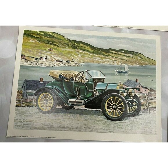 Firestone Vtg 1970s Six-Piece 11x15 Classic Cars Art Prints Set Canada 50th Anni - Picture 2 of 9